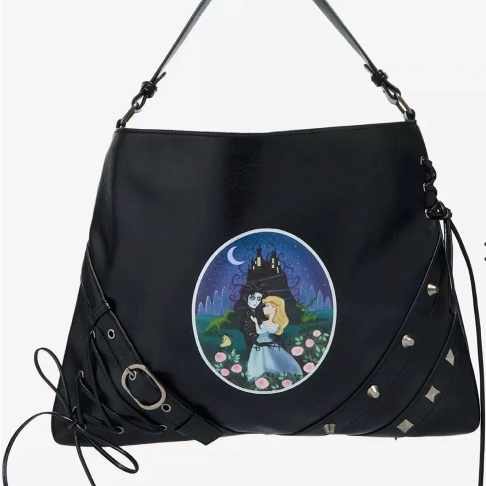 NEW Her Universe EDWARD SCISSORHANDS Black Faux Leather Studded Hobo Bag - Picture 9 of 9